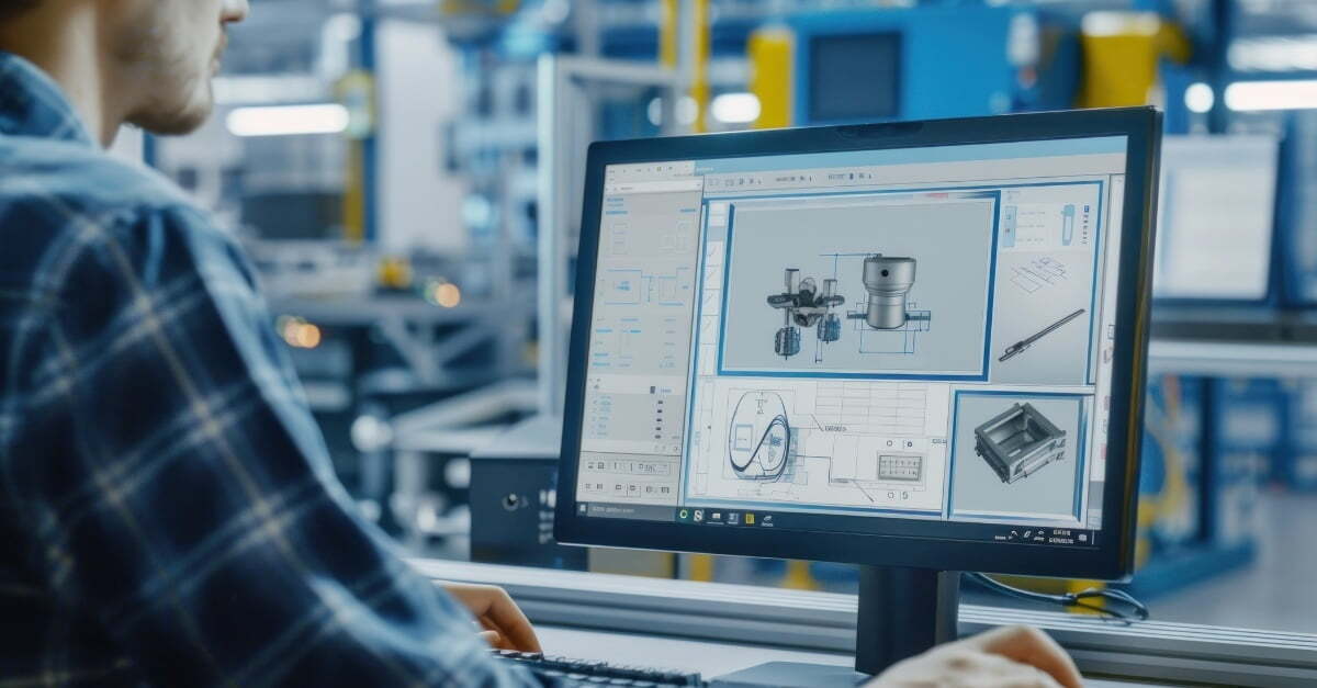 Engineer working on the design of a new product on a computer screen 